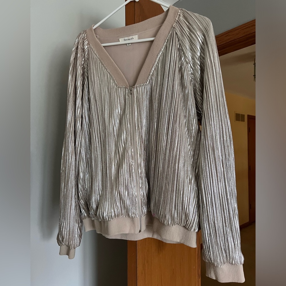 Women’s Francesca’s Metallic Jacket (Bomber style) Sz L